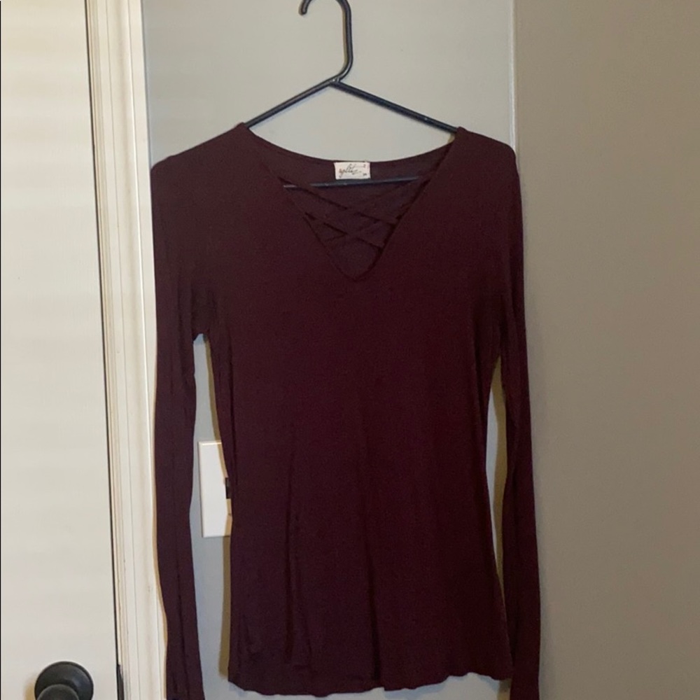 Long Sleeve Crossed V Neck